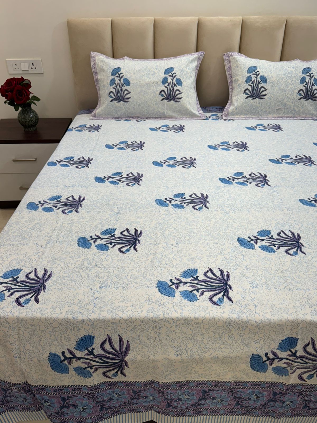 hand block printed bedsheet