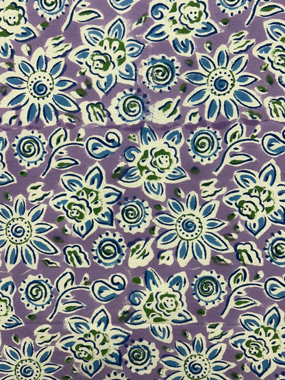 Lilac Blue Blossom Double Bedsheet with Pillow Covers