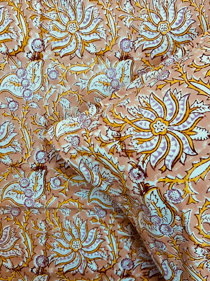 Peach Haze Bloom Double Bedsheet with Pillow Covers