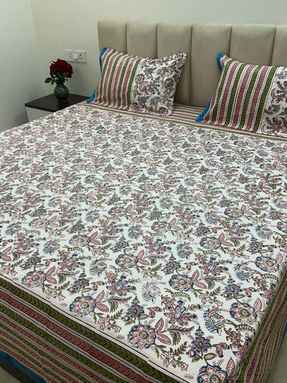 Summer Whispers Double Bedsheet with Pillow Covers