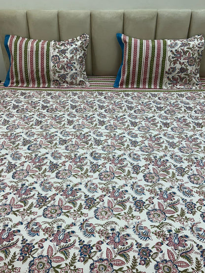 Summer Whispers Double Bedsheet with Pillow Covers