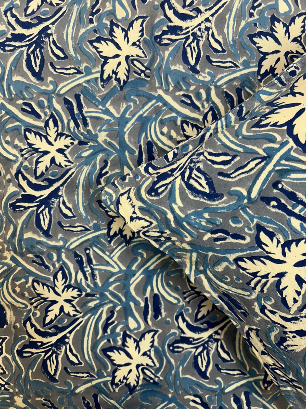 Slate Blue Petals Double Bedsheet with Pillow Covers