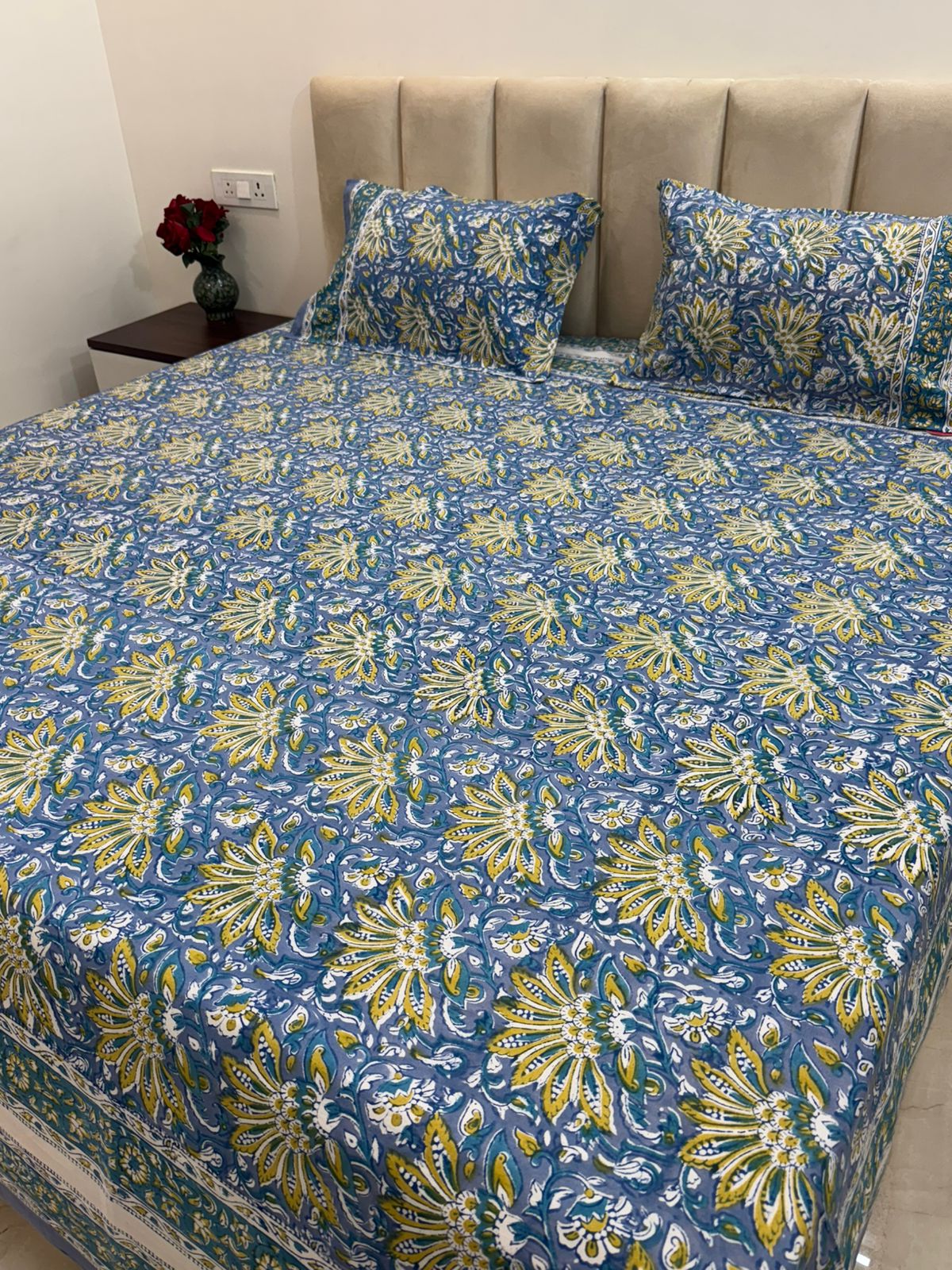 hand block printed bedsheet