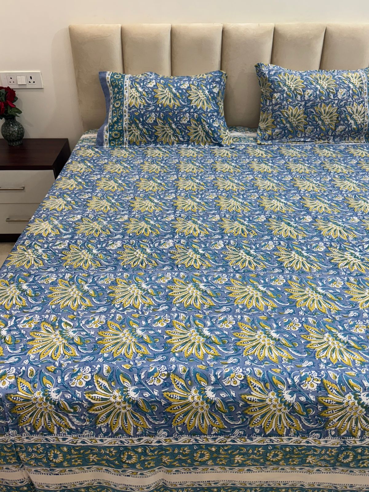 hand block printed bedsheet