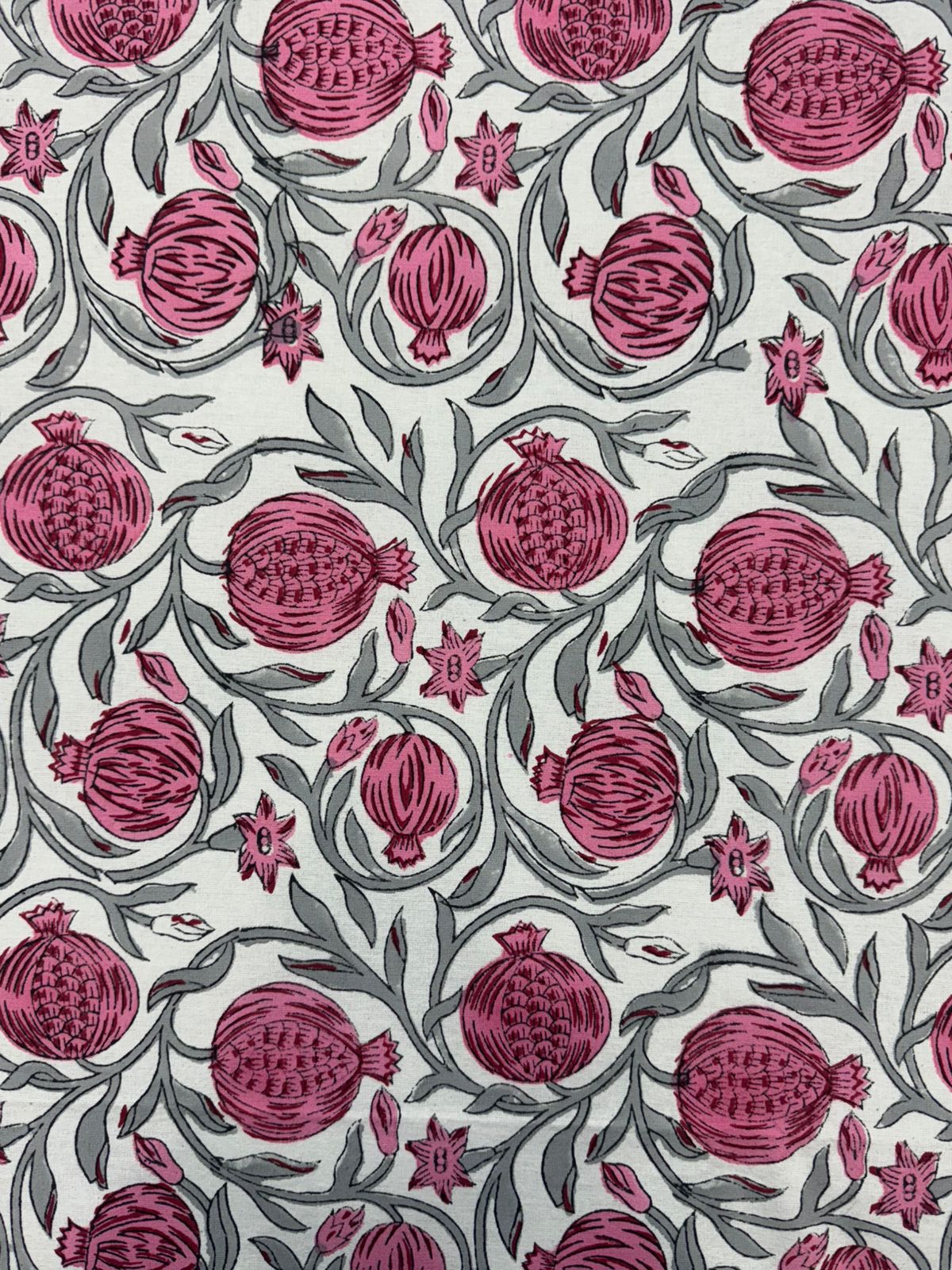 Pink Gray Pomegranate Double Bedsheet with Pillow Covers