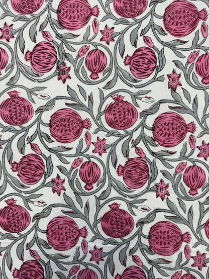 Pink Gray Pomegranate Double Bedsheet with Pillow Covers