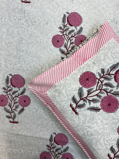 Pink Tapestry Double Bedsheet with Pillow Covers