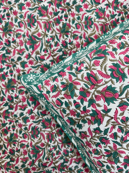 Pink Teal Harmony Double Bedsheet with Pillow Covers