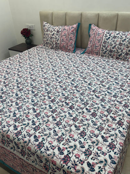Gulbahar White Double Bedsheet with Pillow Covers