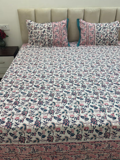 Gulbahar White Double Bedsheet with Pillow Covers