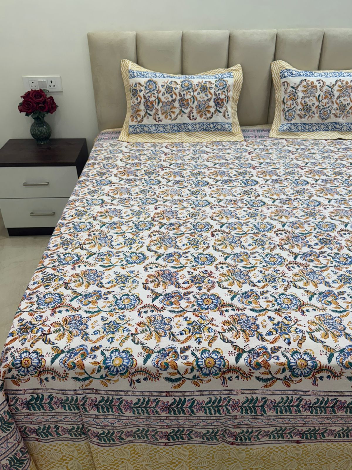 Morning Bloom Double Bedsheet with Pillow Covers