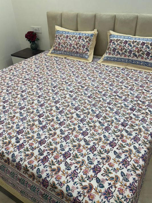 Dreamy Petals Double Bedsheet with Pillow Covers