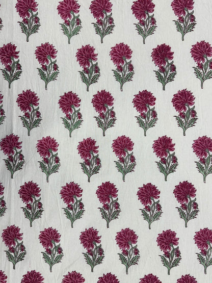 Pink Phool Booti Double Bedsheet with Pillow Covers