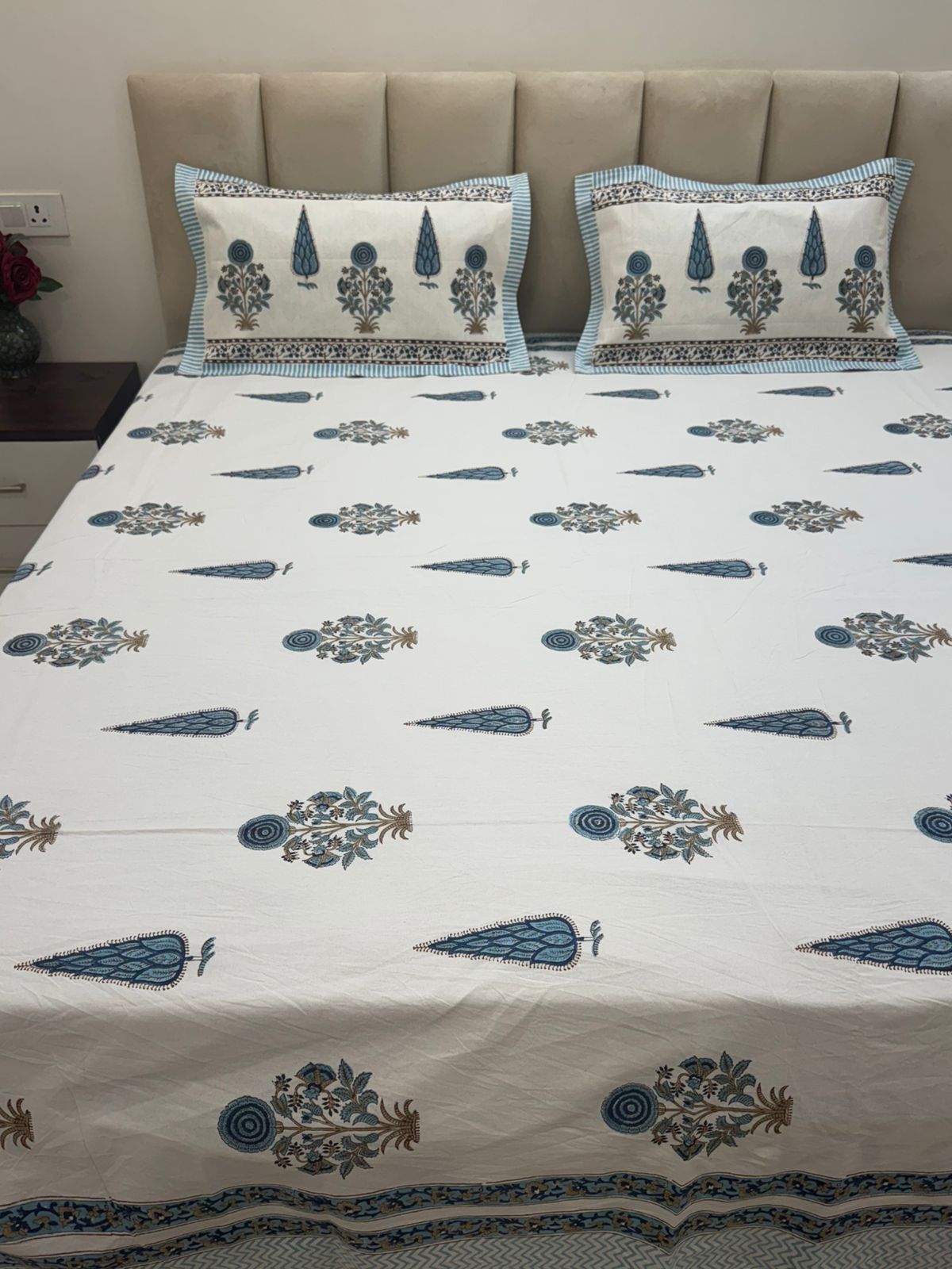 Blue Boota Affair Double Bedsheet with Pillow Covers