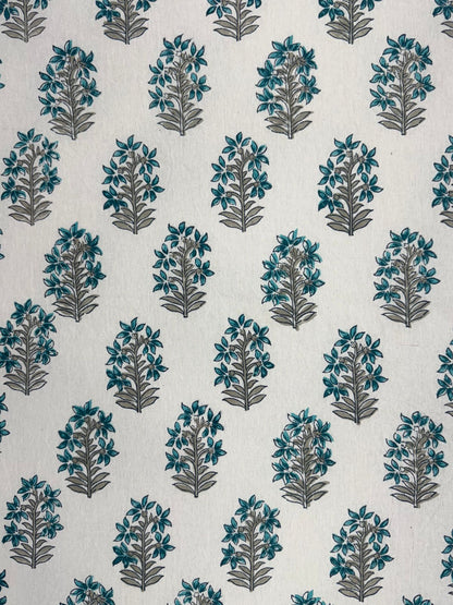 Azure Leaf Booti Double Bedsheet with Pillow Covers