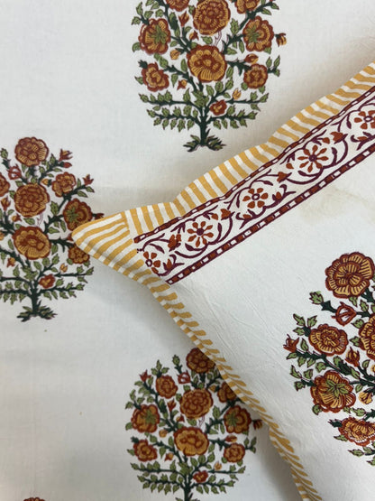 Amber Tree Boota Double Bedsheet with Pillow Covers