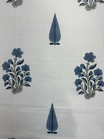 Slate Blue Orchid Double Bedsheet with Pillow Covers