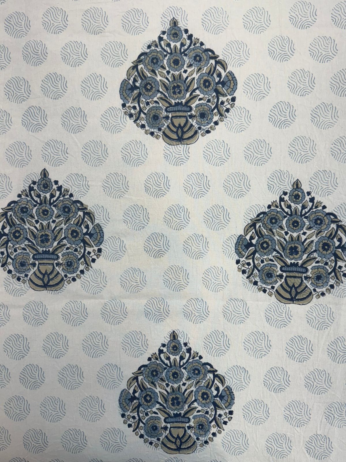 Slate Blue Mughal Boota Double Bedsheet with Pillow Covers