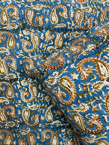 Blue Leafy Vein Double Bedsheet with Pillow Covers