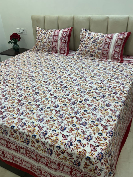 Aurora Crimson Double Bedsheet with Pillow Covers