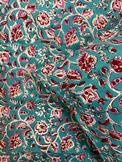 Sea Green Petals Double Bedsheet with Pillow Covers