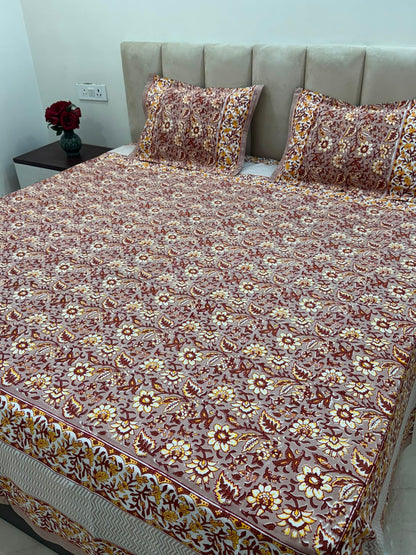 Brown Whispers Double Bedsheet with Pillow Covers
