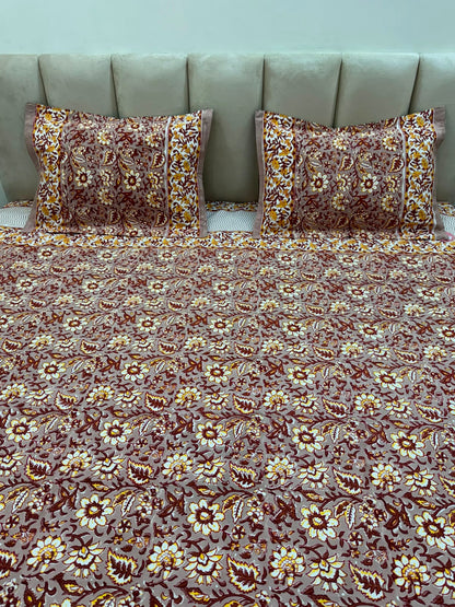 Brown Whispers Double Bedsheet with Pillow Covers