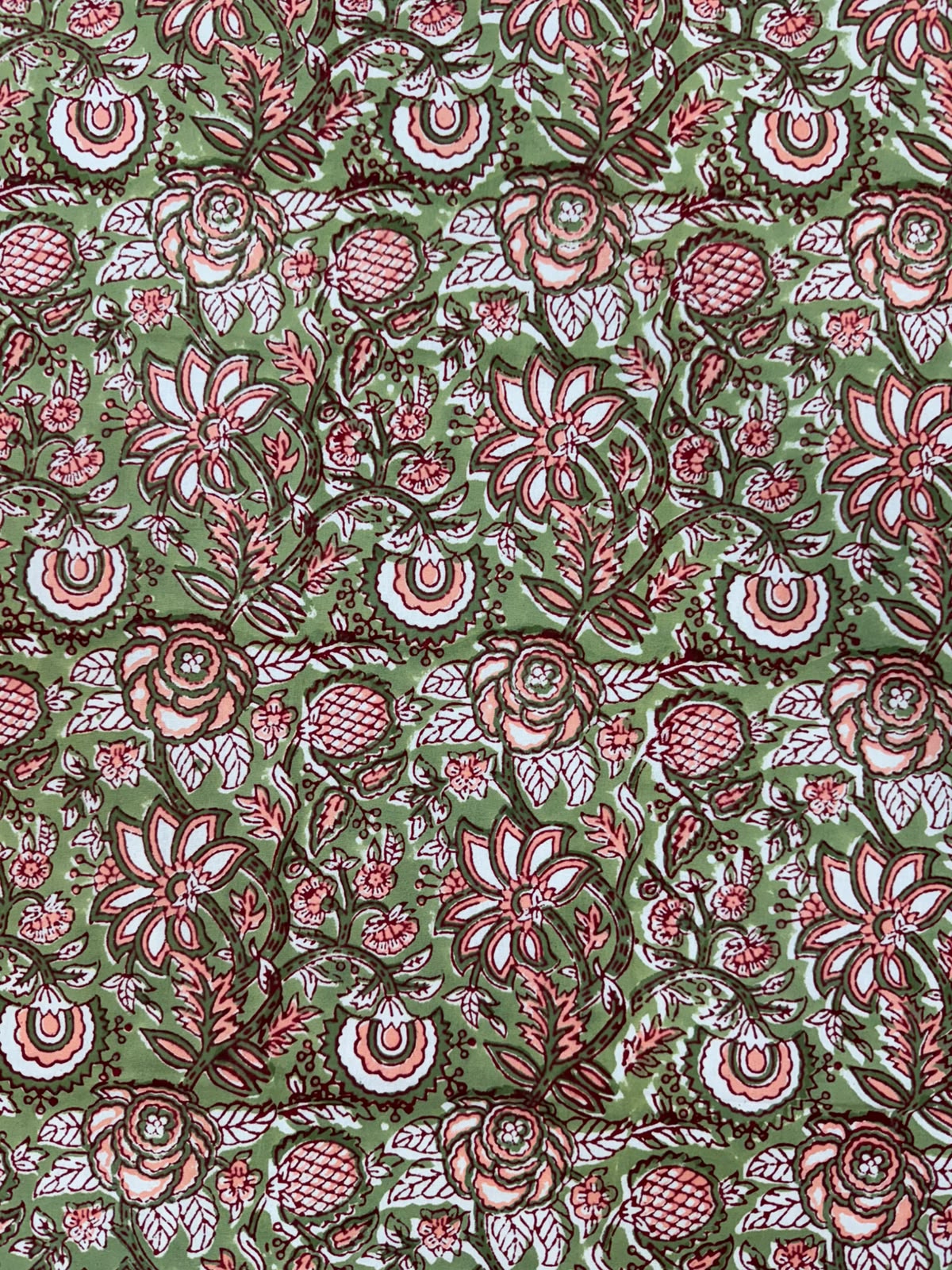 Green Peach Flora Double Bedsheet with Pillow Covers