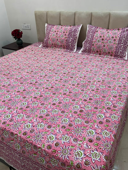 Pink Sprinkles Double Bedsheet with Pillow Covers