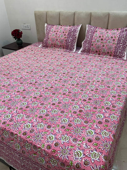 Pink Sprinkles Double Bedsheet with Pillow Covers