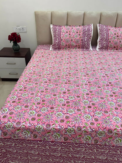 Pink Sprinkles Double Bedsheet with Pillow Covers
