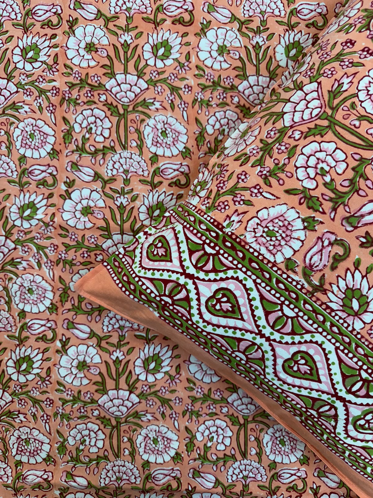 Peach Petals Double Bedsheet with Pillow Covers