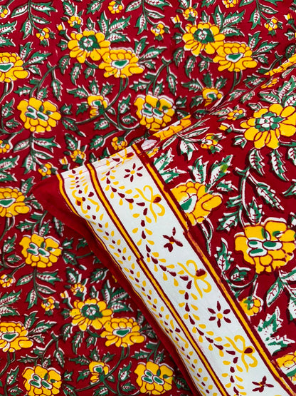 Red Yellow Glow Double Bedsheet with Pillow Covers