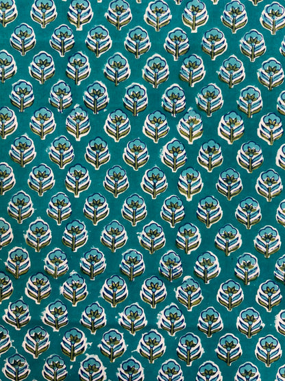 Teal Booti Double Bedsheet with Pillow Covers