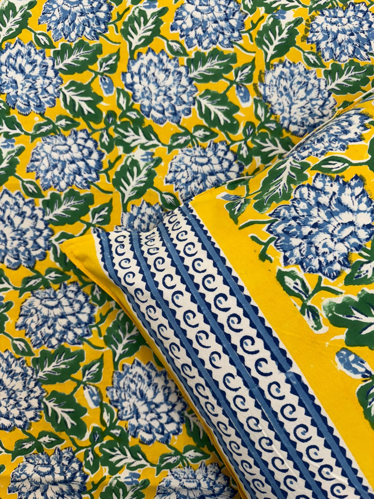 Yellow Blossom Double Bedsheet with Pillow Covers
