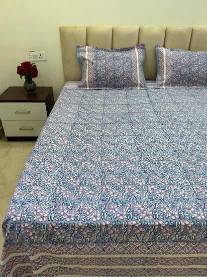 Slate Blue Temptation Double Bedsheet with Pillow Covers