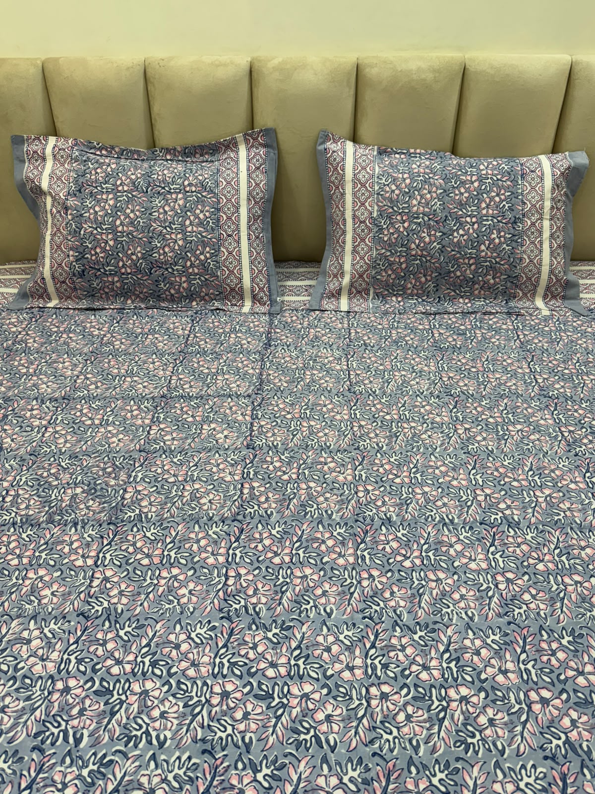 Slate Blue Temptation Double Bedsheet with Pillow Covers