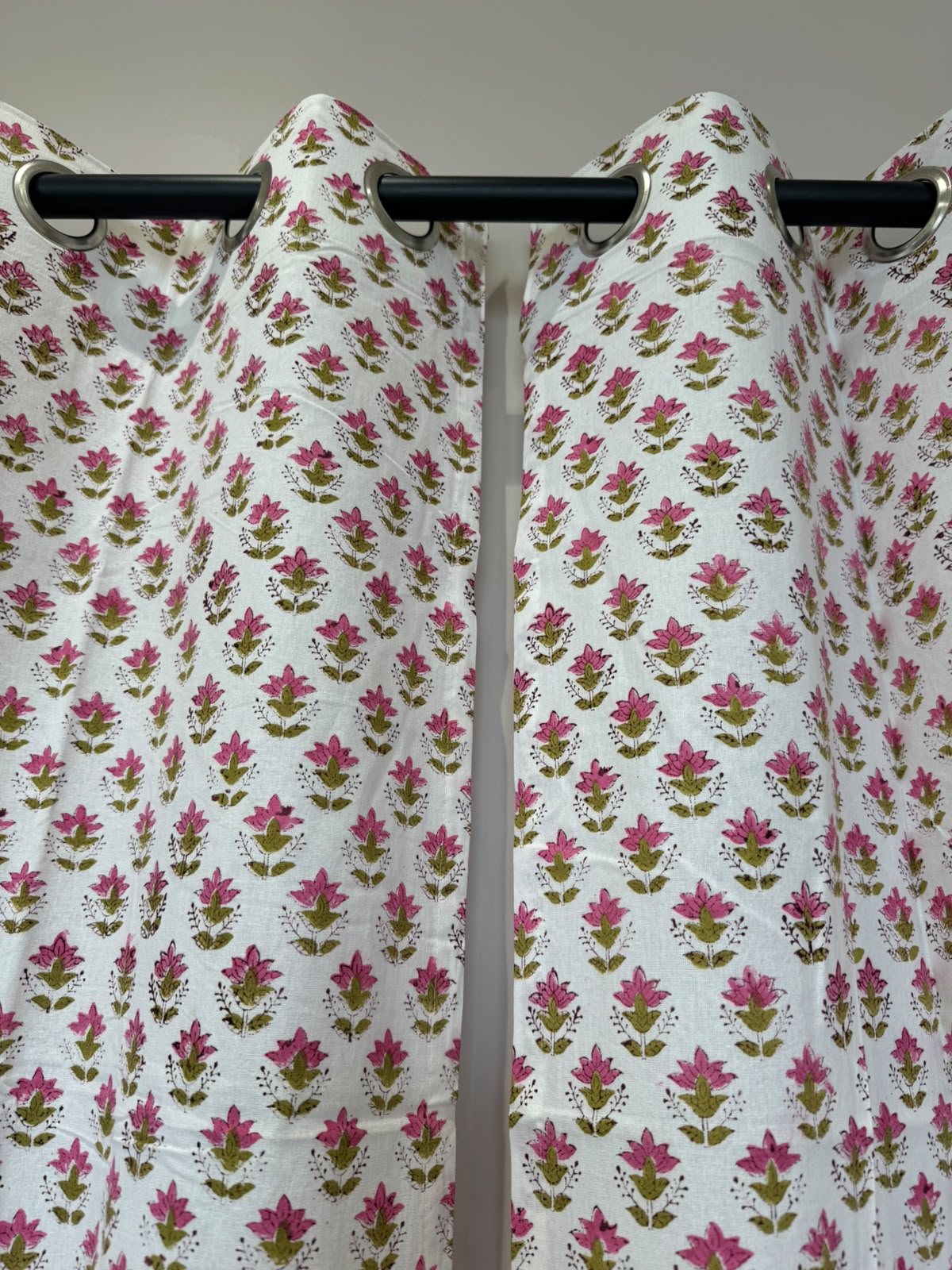Block Printed Cotton Curtains 7ft Set(2pcs)