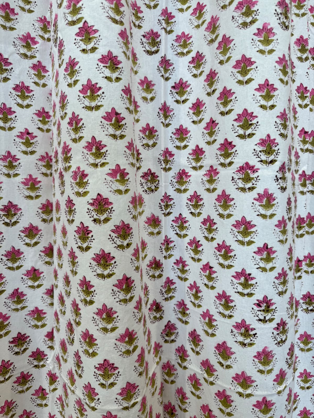 Block Printed Cotton Curtains 7ft Set(2pcs)