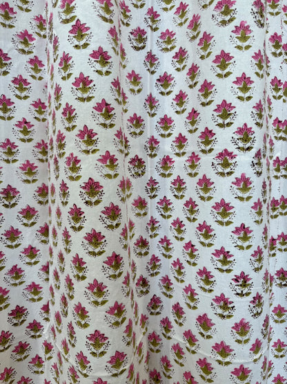 Block Printed Cotton Curtains 7ft Set(2pcs)
