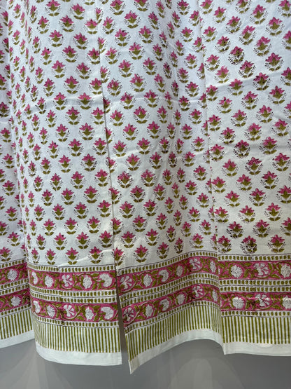 Block Printed Cotton Curtains 7ft Set(2pcs)
