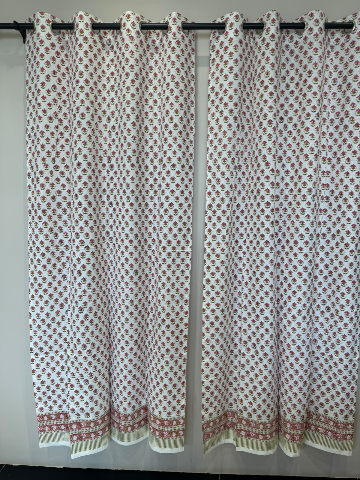 Block Printed Cotton Curtains 7ft Set(2pcs)