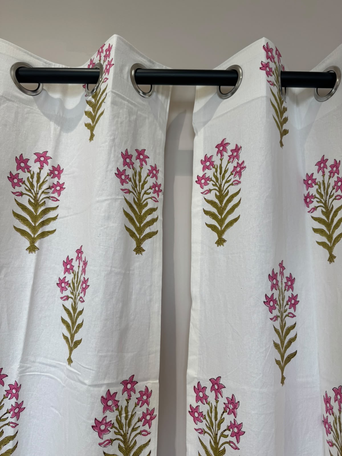 Block Printed Cotton Curtains 7ft Set(2pcs)