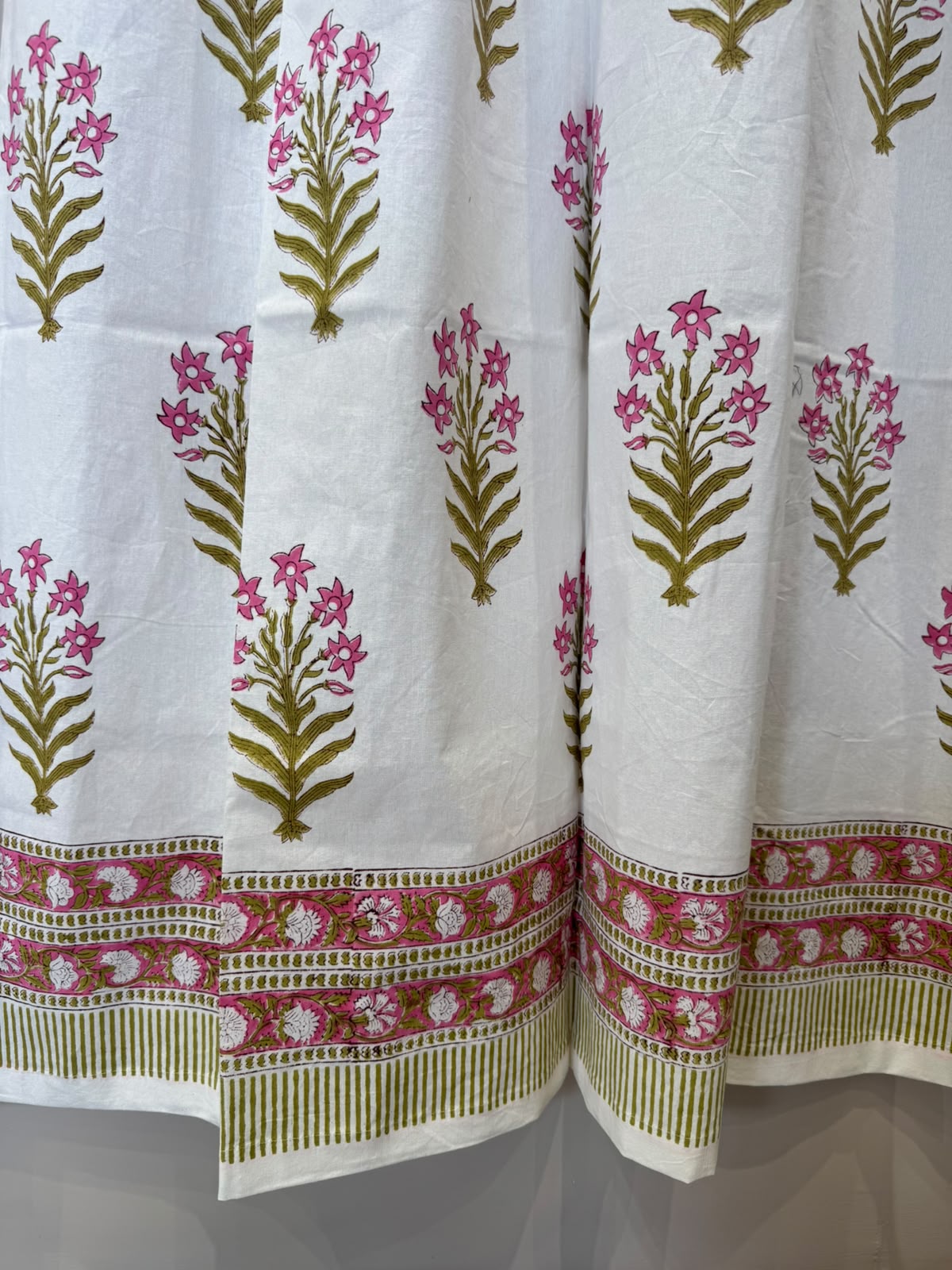 Block Printed Cotton Curtains 7ft Set(2pcs)