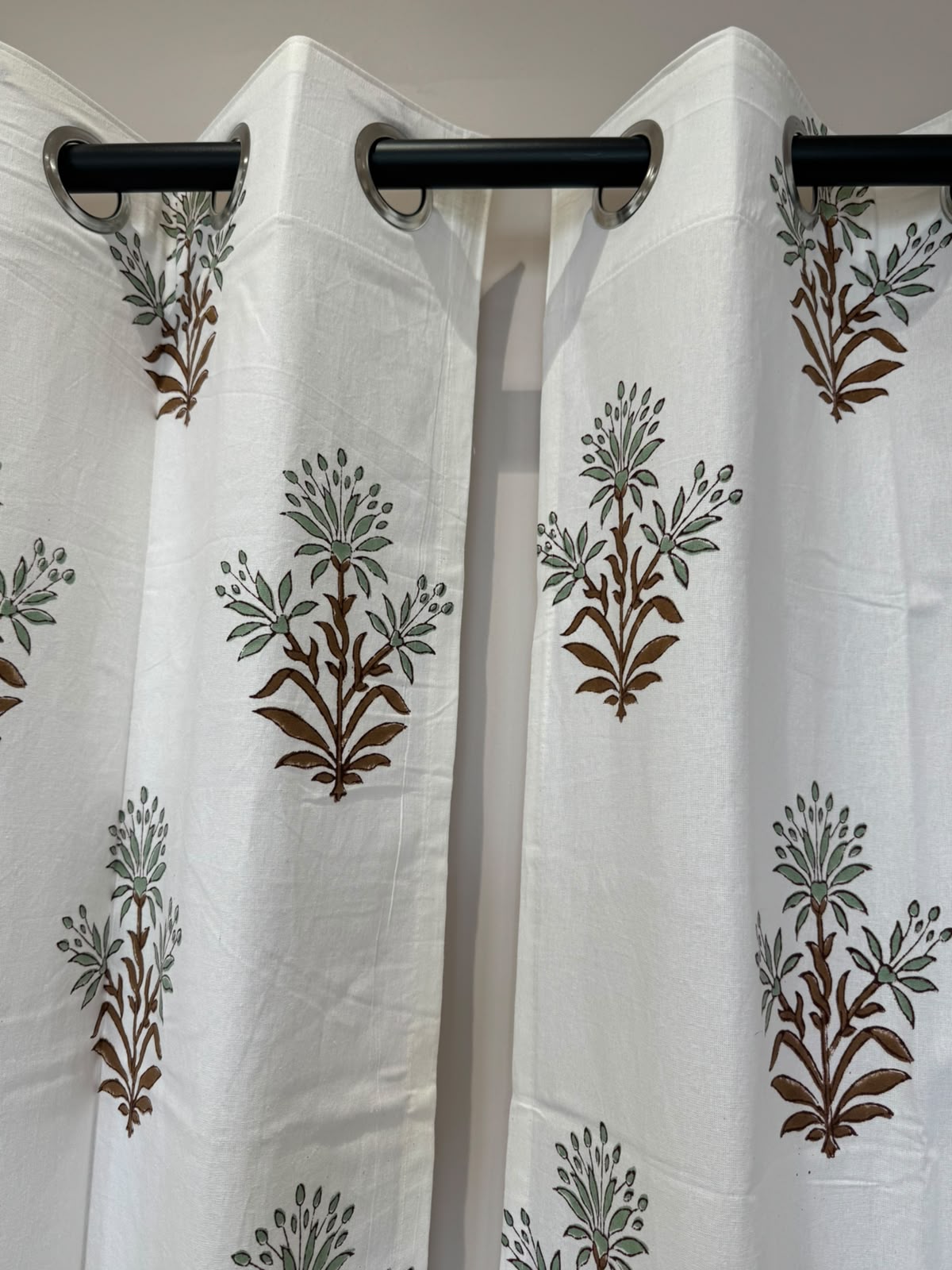 Block Printed Cotton Curtains 7ft Set(2pcs)