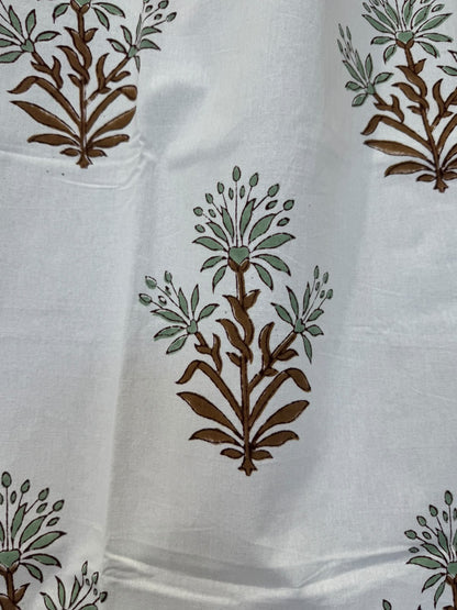 Block Printed Cotton Curtains 7ft Set(2pcs)