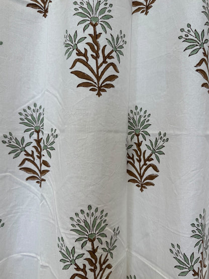 Block Printed Cotton Curtains 7ft Set(2pcs)