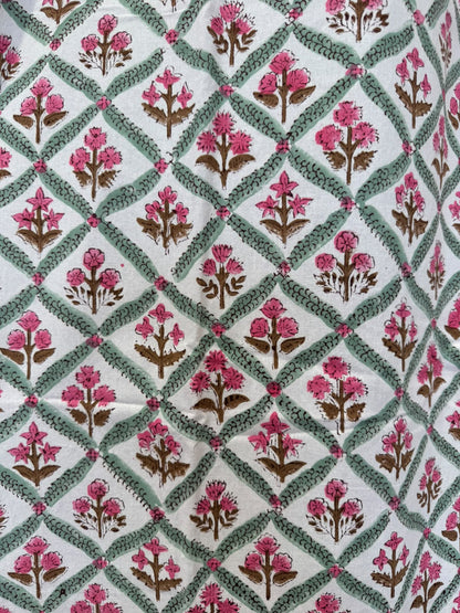 Block Printed Cotton Curtains 7ft Set(2pcs)