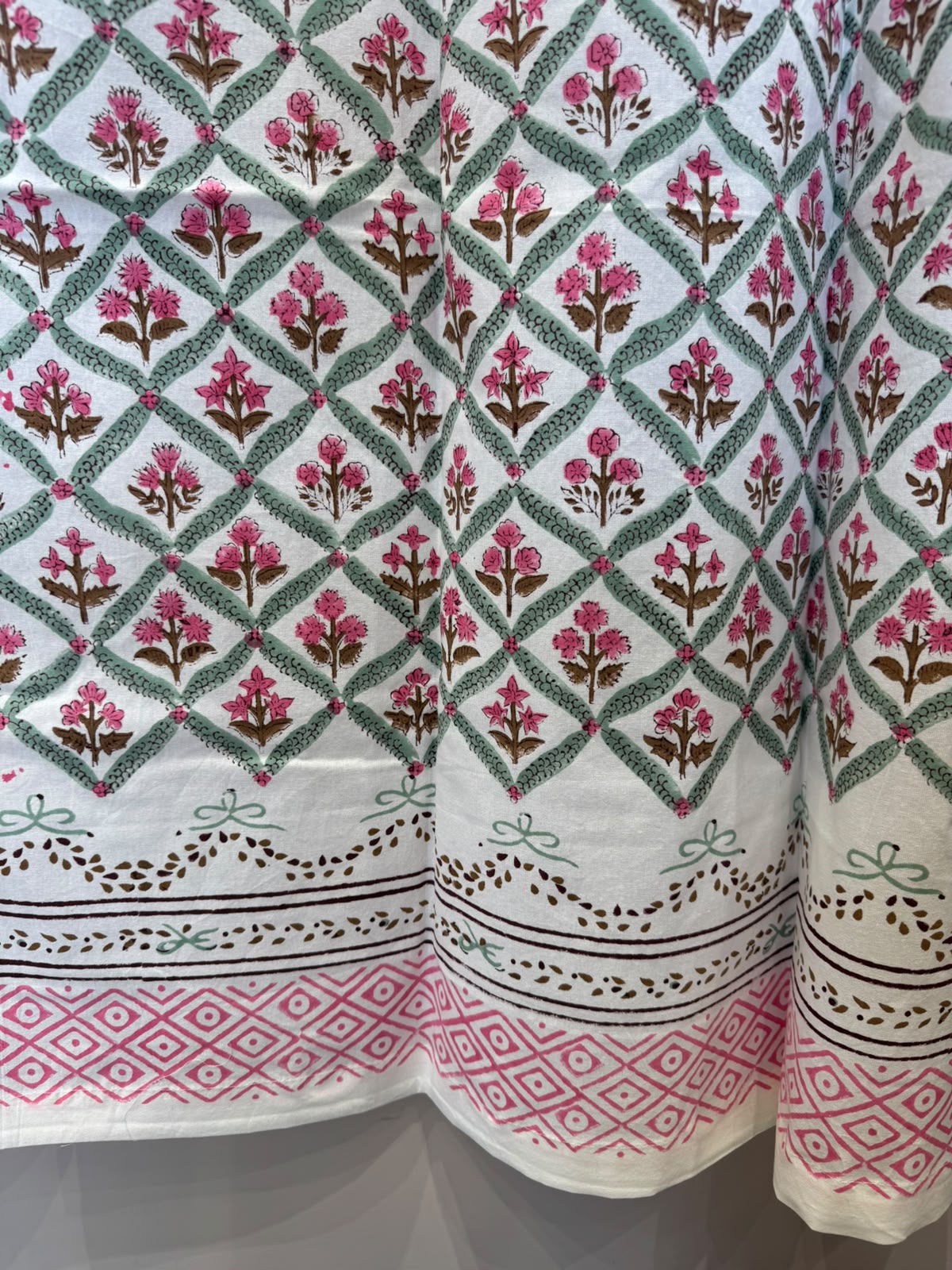 Block Printed Cotton Curtains 7ft Set(2pcs)