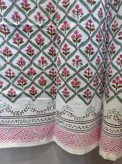 Block Printed Cotton Curtains 7ft Set(2pcs)
